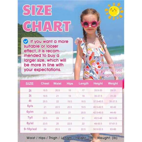 Girls One Piece Swimsuits Toddler Bathing Suit‎ Little Kids Cute Summer Swimwear - Picture 5 of 5